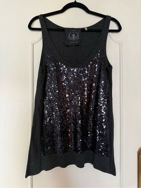 Love Black Sequin Tank Top